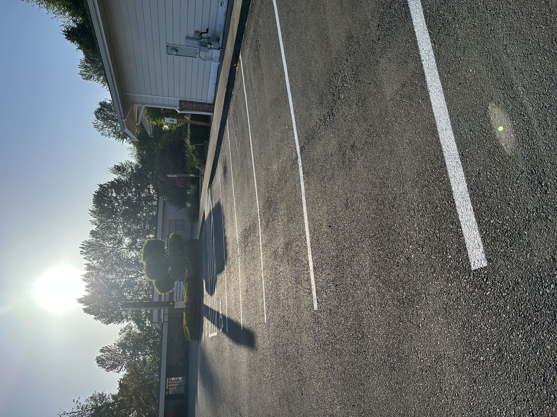 Parking lot line striping in Whatcom County WA — fresh stall lines