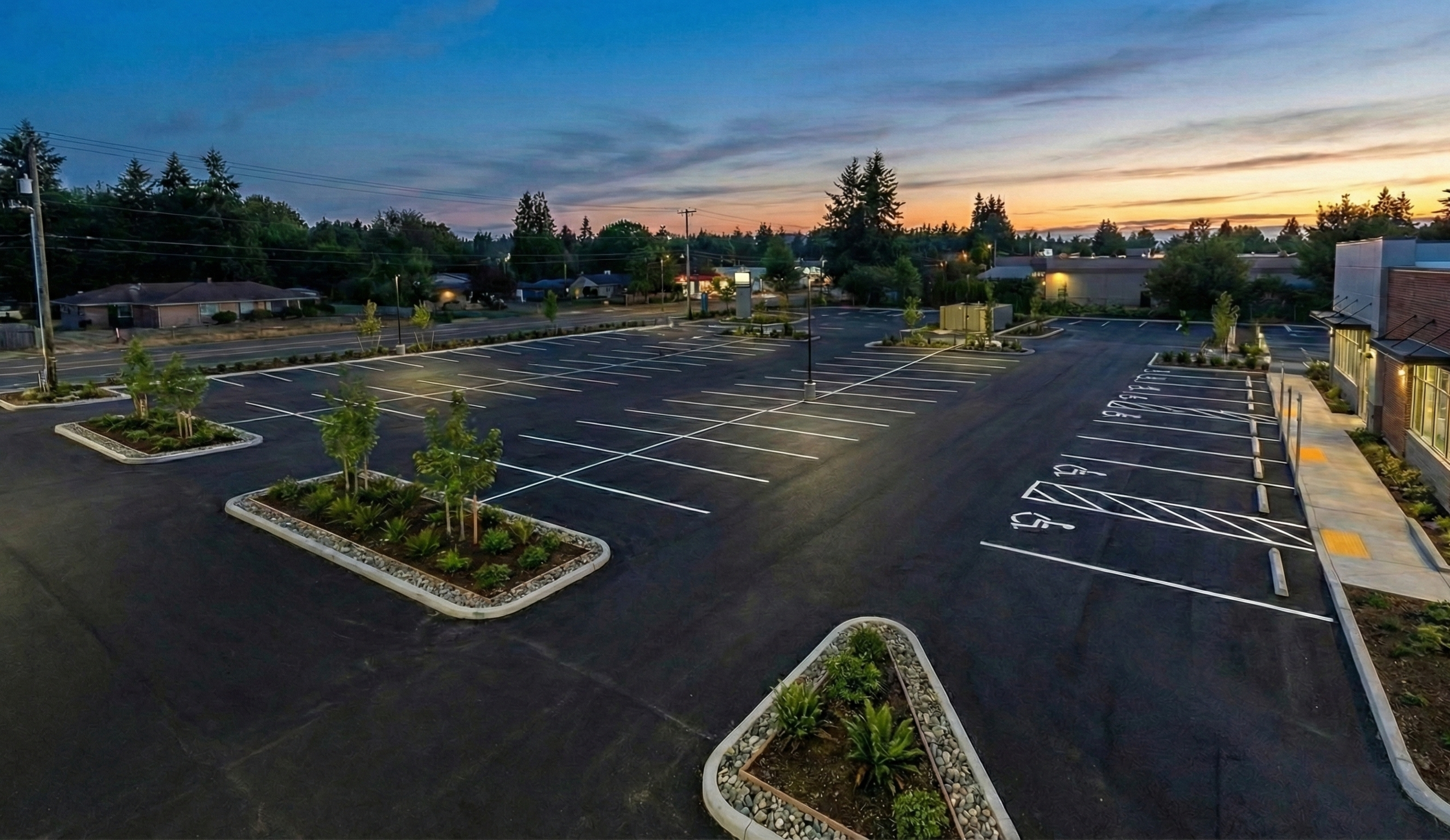 Commercial parking lot striping project