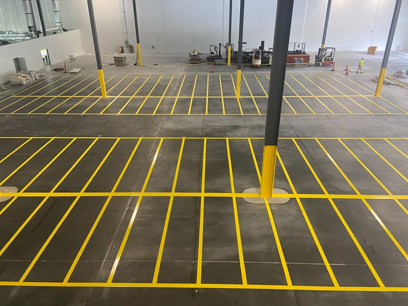 Professional warehouse parking lot striping